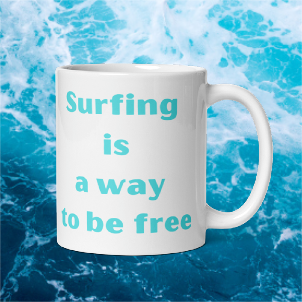 Surfer Mug Woman Blue Sky